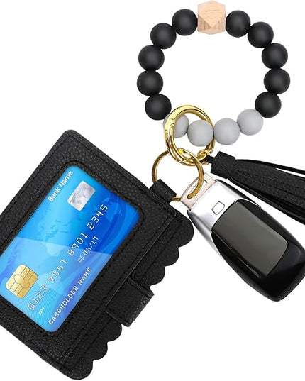 Wristlet Keychain for Women Silicone Key Ring Bracelet Wristlet Wallet Bracelet Keychain Card Holder Keyring