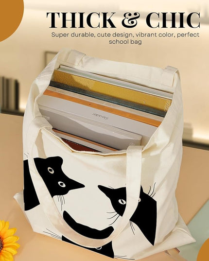AUSVKAI Canvas Tote Bag Aesthetic for Women, Cute Cloth Cotton Bags for College Shopping Beach Grocery and Trendy Gifts