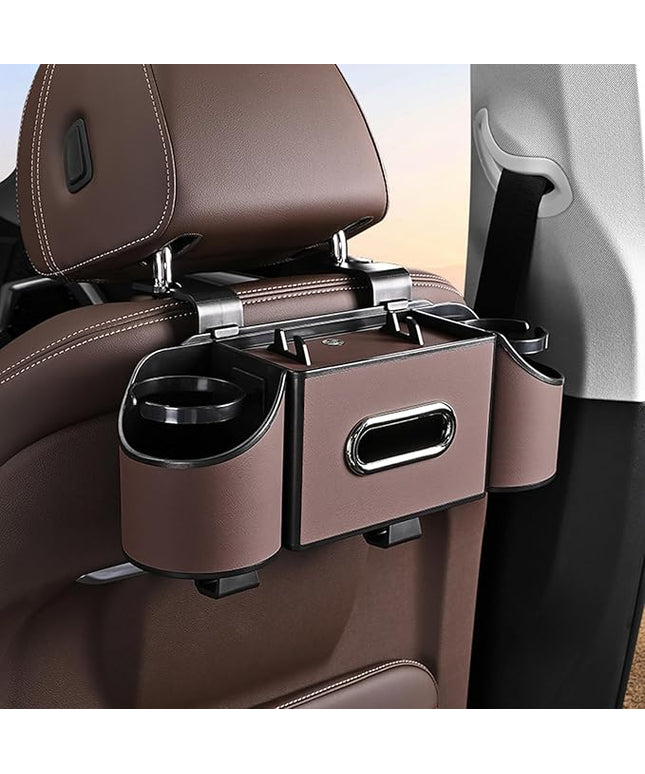 Back Seat Car Organizer,4 in 1 Multifunctional Car Back Seat Storage Box with Drink Cup Holder Tissue Box, for Hold Phone,Snacks, Drinks, Handbag