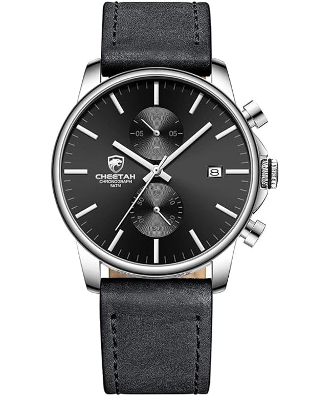 GOLDEN HOUR Mens Watch Fashion Sleek Minimalist Quartz Analog Mesh Stainless Steel Waterproof Chronograph Watches for Men with Auto Date