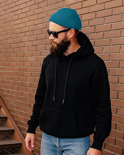ROYBENS Swag Wool Knit Cuff Short Fisherman Beanie for Men Women, Winter Warm Hats