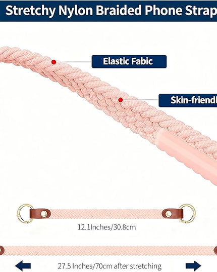 Stretchy Phone Lanyard Tether, 2 Pack Phone Leash Anti-theft Phone Strap for Anti-drop Outdoor Hiking Cycling Climbing Universal for Most Cell Phones, Pink Sands
