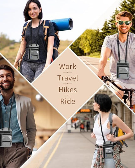 Passport Holder for Travel, RFID Travel Pouch Neck Wallet, Waterproof Passport Wallet for Women and Men, Gray