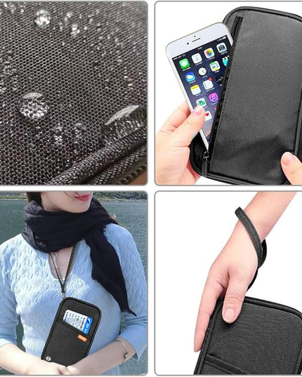 RFID Family Passport Wallet Holder Waterproof, Travel Document Organizer Credit Card Clutch Bag for Men Women