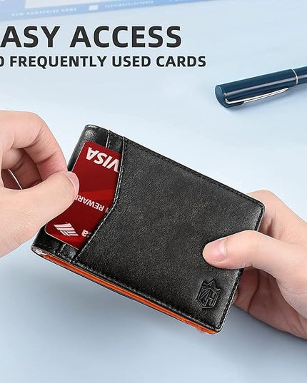 Zitahli Wallet for Men-6 Slots ID Window-Mens Wallets-Slim Wallet Classic Spring Money Clip RFID Blocking-Gift for Men