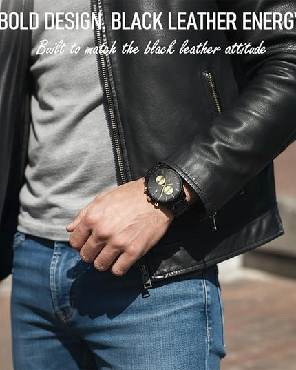 Stylish Stainless Steel Chronograph Watches for Men with a Hefty, Solid-Build Feel — Waterproof Quartz Mens Watches with Auto Date & Second Subdials, Valentines Day Gifts for Him, Boyfriend, Husband, Dad