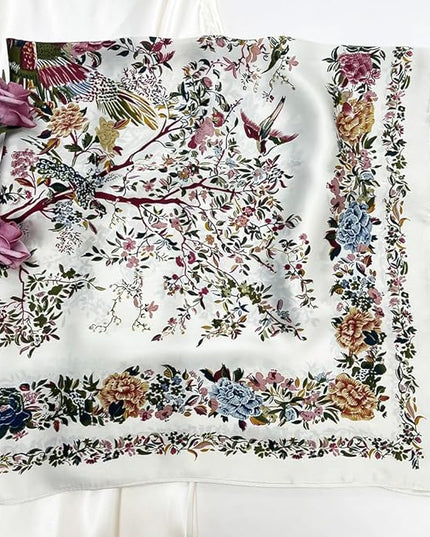 Julunar Silk Like Head Scarf for Women - Satin Large Hair Scarves - 35" Square Silk Hair Wrap for Sleeping with Gift Packed