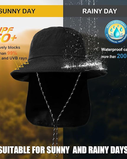 Water-Resistant Sun UPF 50+ Bucket Hat Protection Packable Brimmed Boonie for Women Men Summer Lightweight Hiking Outdoor Cap