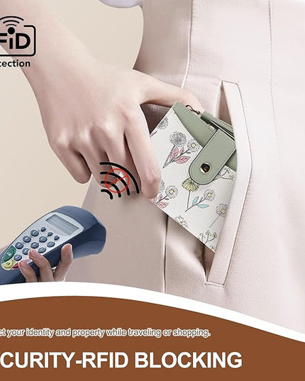 yiijay Small Wallet for Women RFID Blocking Tassle Bifold Slim Thin Leather Wallet Credit Card Holder Wallet Ladies Mini Wallet with Widened Zipper Pocket