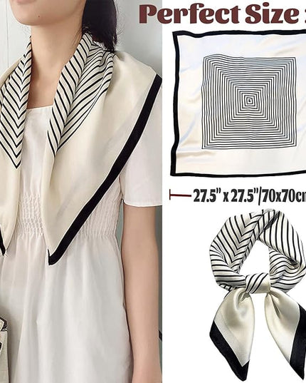 kcctoo 27.5" Mulberry Silk Feeling Head Scarf Women's Fashion Square Neck Satin Scarfs for Bag Hair Scarves Gift
