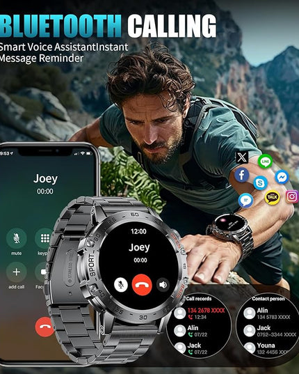 SUNKTA Smart Watch for Men(Answer/Dial Calls),1.45'' AMOLED/100 Sports Modes, 5ATM Waterproof Fitness Watch with Heart Rate/SpO2/Sleep Tracker for Android and iOS,530MAH Smartwatch Black