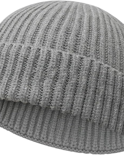 Wool Fisherman Beanies for Men Women Short Cuff Knit Beanie Winter Warm Hats Trawler Hat Stylish Watch Cap