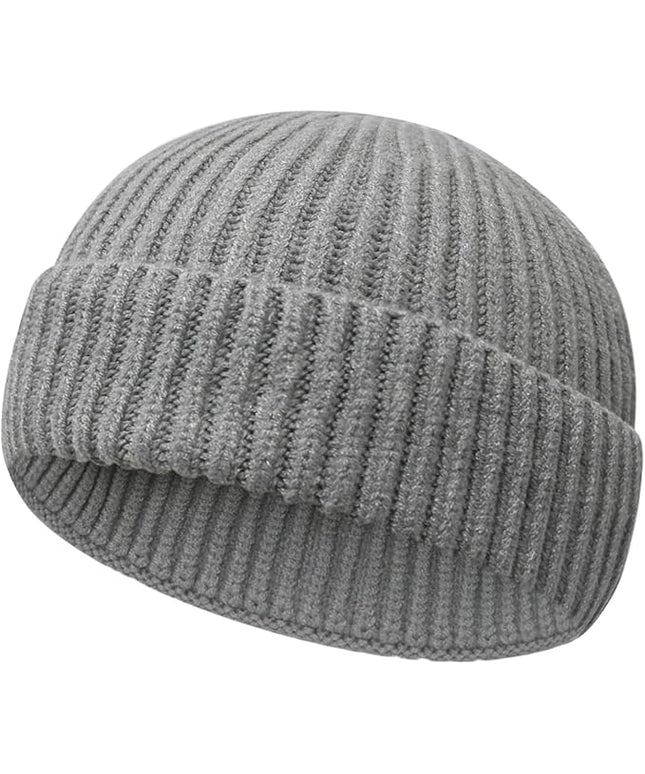 Wool Fisherman Beanies for Men Women Short Cuff Knit Beanie Winter Warm Hats Trawler Hat Stylish Watch Cap