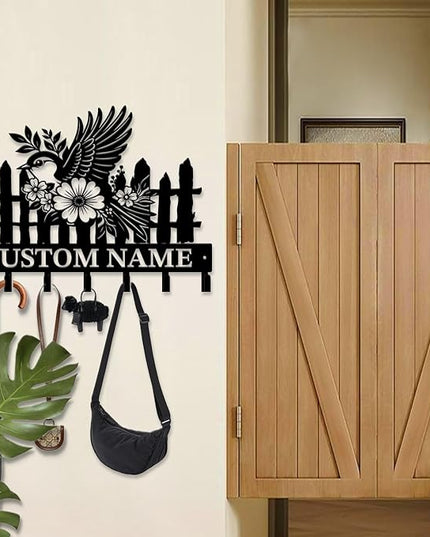 peanut case Customized Keys Holder - Personalized Birds Flower Key Hooks Wall Metal Sign Decor,Wall Holder, Garden,Door Hook (Style C)