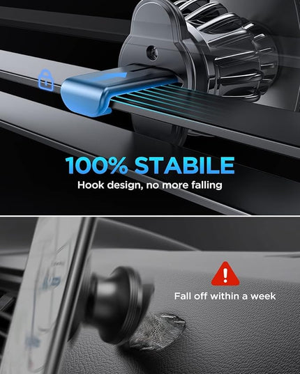 LISEN 2 Pack Magnetic Phone Holder for Your Car - 6 Military Magnets Vent Cell Phone Mount (Silver)