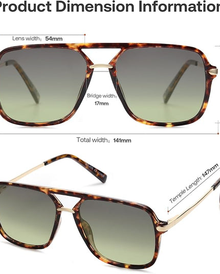 SOJOS Sunglasses for Women & Men, Square, Retro, Polarized Lens, Trendy Aviator, 90s Shades