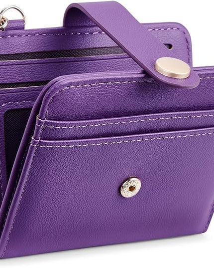 POIUGOYA Slim Wallet for Women,RFID Blocking Bifold Credit Card Holder with Zipper Coin Pocket,ID Window,Keychain