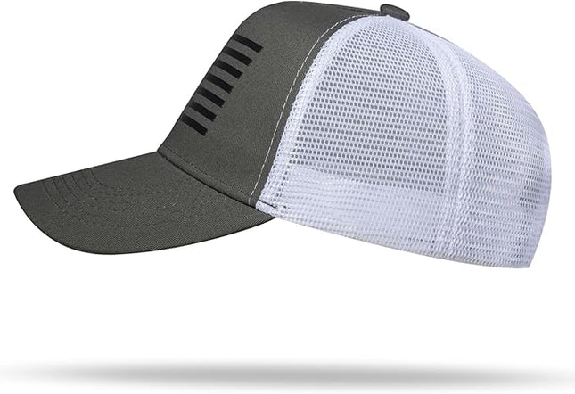 American Flag Trucker Hat - Snapback Hat, Baseball Cap for Men Women - Breathable Mesh Side, Adjustable Fit - for Casual Wear