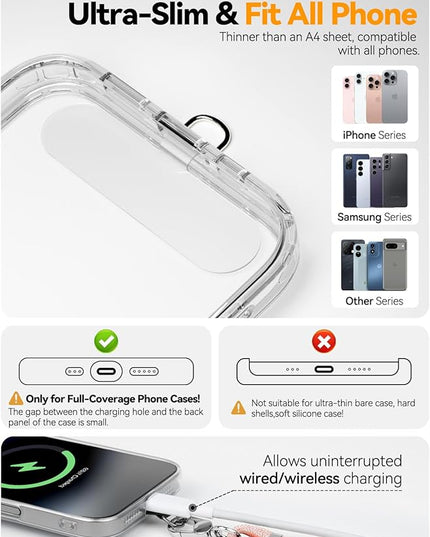 4-IN-1 Phone Lanyard + Wrist Strap, 2PCS Adjustable Length Cell Phone Lanyard with 2 Tether Tabs for iPhone,Smartphones
