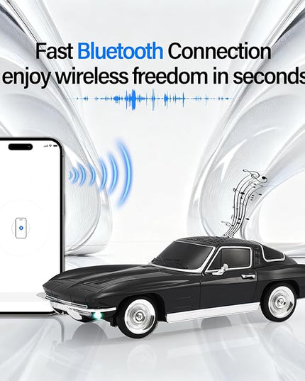 Retro American Style car Bluetooth Speaker, Portable Wireless Outdoor Speaker, TWS Stereo, Support USB/TF/AUX, Party Bluetooth Speaker with Microphone,Classic car Gifts for Men(Black)