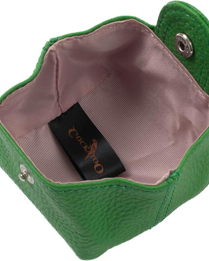 Cockatoo Genuine Leather Coin Pouch Change Holder, Mini Snap Pocket Wallet for Men Women (Verdant, Small)