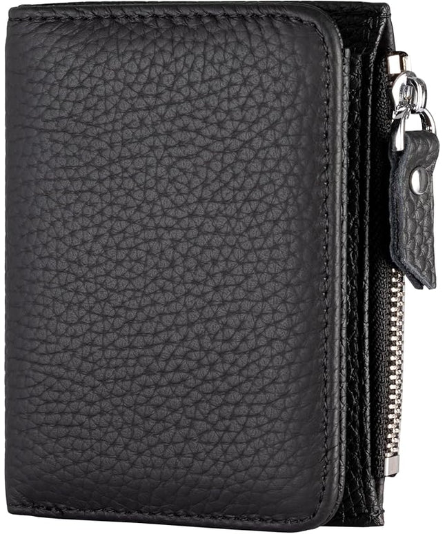 ilovever Small Wallet Women Soft Leather RFID Blocking Card Holder with Zipper Pocket Bifold wallet,Black