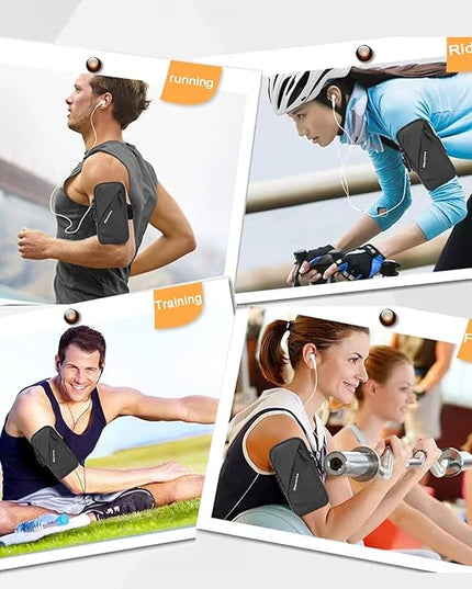 Phone Holder Arm Band, Small Crossbody Shoulder Holsters Bag with Arm Bands, Fits iPhone and Android, Use for Running, Walking, Hiking & Biking (6.7 Inches, Black)
