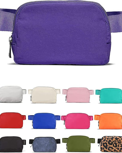 YOSHUYUKI Cross Body Fanny Packs for Women Men Fashion Waist Bag Pouch Nylon Small Travel Crossbody Bags Mini Purse Everywhere Belt Bag Bum Bag with Adjustable Strap for Workout Running Hiking Violet