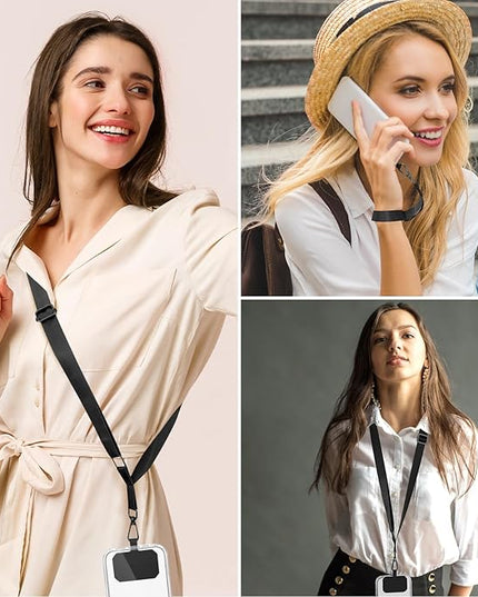 Phone Lanyard,Adjustable Neck Strap Crossbody Nylon Lanyard with Wrist Strap for All Smartphone,Keys,Card Holder and Personal Effects (Black)