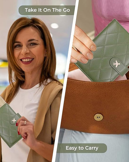 Melsbrinna Rfid Passport Holder for Travel women/Men, Cute Passport Wallet Rfid Blocking Card Slots, Rfid Passport Cover/CaseTravel Wallet, Passport Book Holder (1, LG GREEN)
