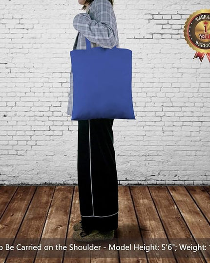 TOPDesign 5-Pack Economical 16"x15" Blue Cotton Tote Bag, Lightweight Medium Reusable Grocery Shopping Cloth Bags, Suitable for DIY, Advertising, Promotion, Gift, Activity