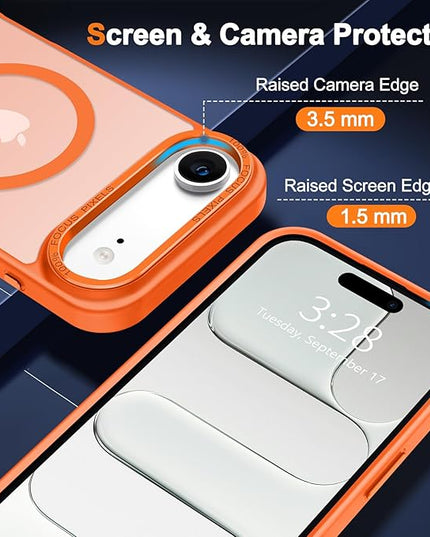 Hython Case for iPhone Air Case Magnetic Translucent Matte Phone Cases 6.5" [Compatible with MagSafe] Thin Slim Fit Shockproof Bumper Hard Protective Cover for Women Men Girls, Frosted Orange