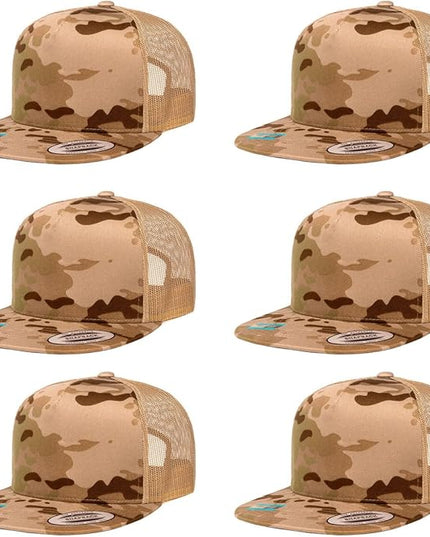 Yupoong 5-Panel YP Classic Trucker Cap | High Profile Flat Visor Snapback | OSFM | Bulk Packs Available