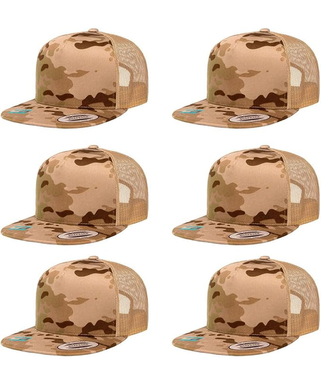 Yupoong 5-Panel YP Classic Trucker Cap | High Profile Flat Visor Snapback | OSFM | Bulk Packs Available