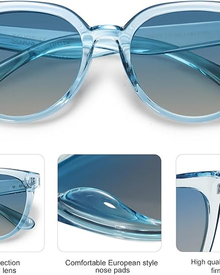 SOJOS Trendy Cat Eye Round Polarized Sunglasses for Women Fashion UV Protection Sunnies Sunglasses SJ2175