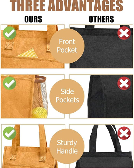 Fmeida Insulated Lunch Bag Women Men, 6.75L Small Lunch Bags with Multiple Pockets, Reusable Thermal Cooler Tote for Work, Office, Picnic, Travel | Hook and Loop Closure, Paper