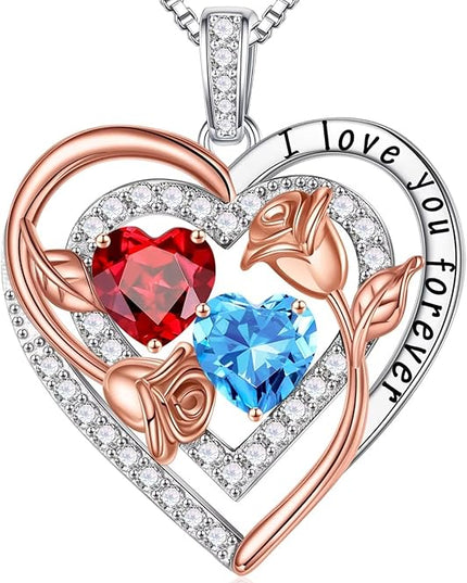 Iefil Christmas Gifts for Women - Sterling Silver Birthstone Necklace Anniversary Birthday Gifts for Her Wife Mom Daughter