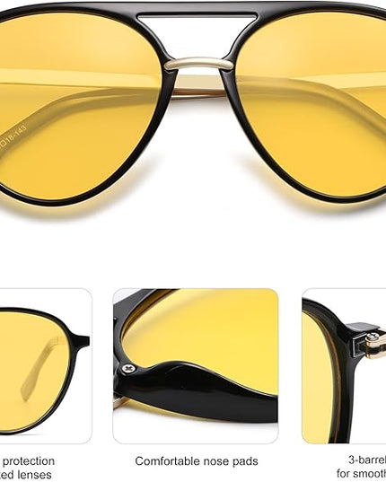SOJOS Retro Aviator Polarized Sunglasses for Women Men Double Bridge Ladies Shades