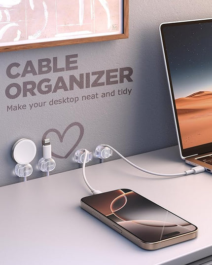 12Pack Cable Clips - Chfeila Latest Dual Spring Cord Organizer with Clasp Lock, [Max Stability] Desk Cable Management, Adhesive Phone Charging Wire Holder for Nightstand/Car/Wall, Office Accessory