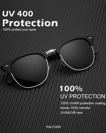 KALIYADI Polarized Sunglasses for Men and Women Semi-Rimless Frame Driving Sun glasses UV Blocking