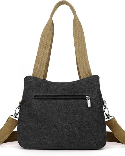 Sunshinejing Women's Canvas Purse Small Shoulder Tote Work Crossbody Bag Multi-pocket Handbag