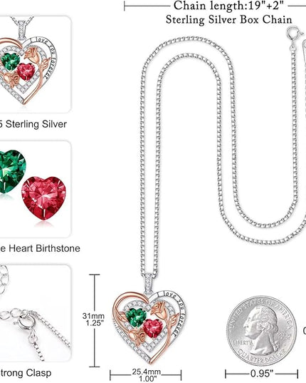 Iefil Christmas Gifts for Women - Sterling Silver Birthstone Necklace Anniversary Birthday Gifts for Her Wife Mom Daughter