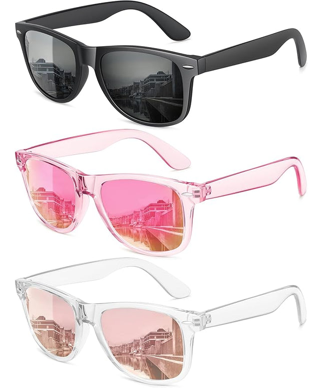MEETSUN Polarized Sunglasses for Women Men Classic Retro Trendy Driving Sun Glasses UV400 Protection (3 Pack)
