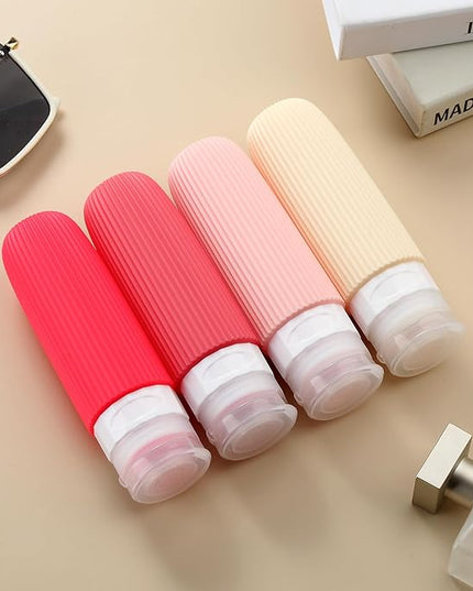 Travel Bottles for Toiletries, Tsa Approved 3oz Portable Travel Bottles, BPA Free Leak Proof Squeezable Silicone Travel Size Containers, Travel Accessories with Clear Toiletry Bag (4 Pack)