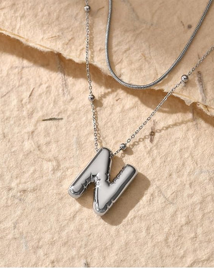 LUCA SMITH Initial Necklaces for Women, Dainty Balloon Bubble Letter, Name Letter Alphabet Pendant Layered Choker Chain Jewelry Gift