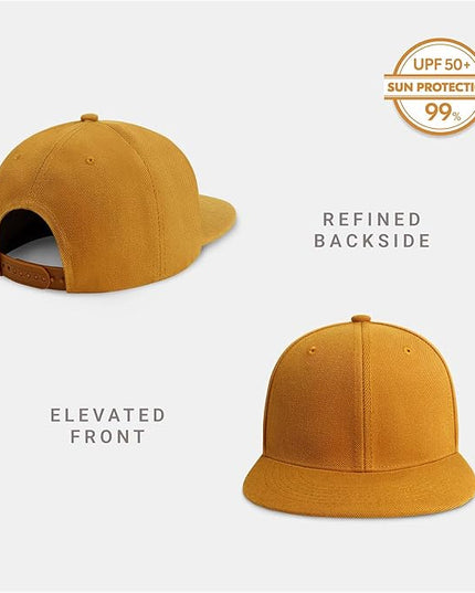 CHOK.LIDS Flat Bill Visor Classic Snapback Hat Blank Adjustable Brim High Top End Trendy Color Style Plain Tone Baseball Cap