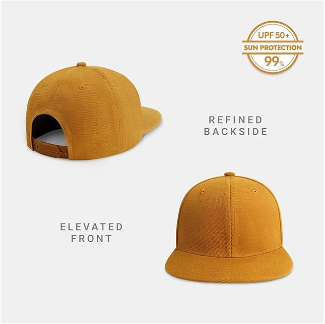CHOK.LIDS Flat Bill Visor Classic Snapback Hat Blank Adjustable Brim High Top End Trendy Color Style Plain Tone Baseball Cap