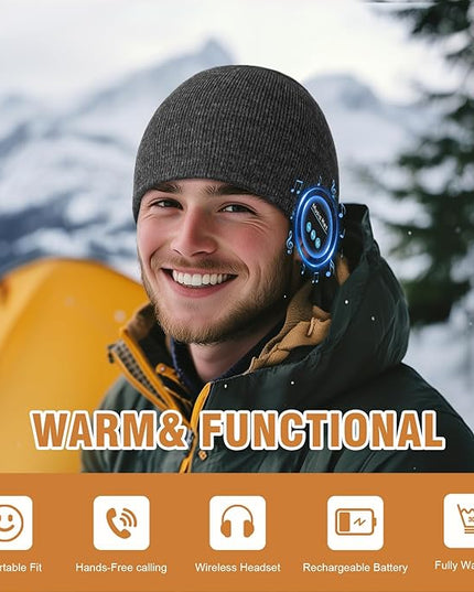 Bluetooth Beanie for Men Women, HD Stereo Sound Beanie with Headphones, Unique Tech Gifts for Men Husband Him Teen