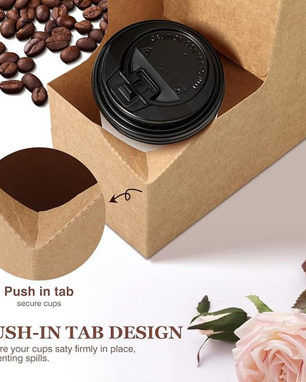 Bakbania 40 Pieces Flower Gift Bags 2 Cup Disposable Drink Carrier with Handle Floral Wrap Packing Bags for Birthday Wedding Party Gift Decor