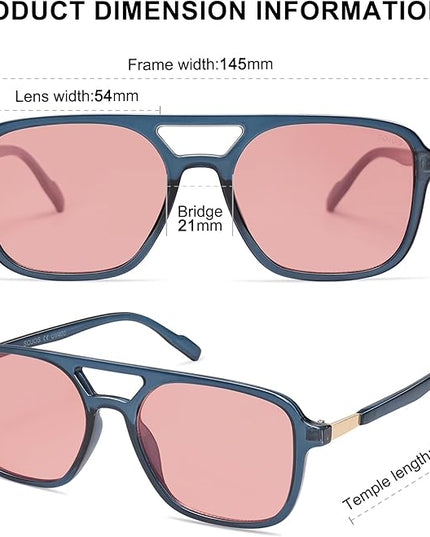 SOJOS Retro Aviator Sunglasses for Women Men,Trendy Rectangle Womens Mens Shades Sun Glasses SJ2202